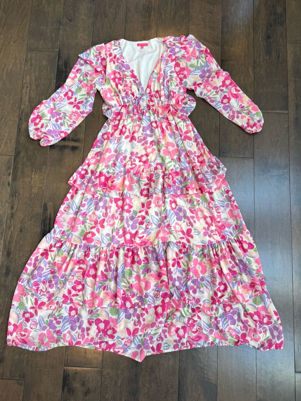 Flying Tomato Floral Tiered Long Dress - Pink & Purple